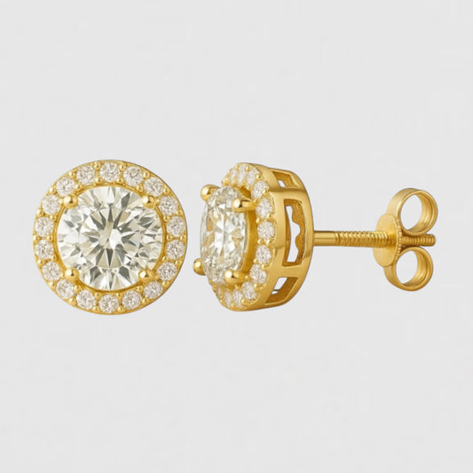 Moissanite Halo Earrings
