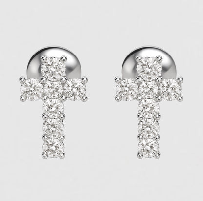 Moissanite Cross Earrings
