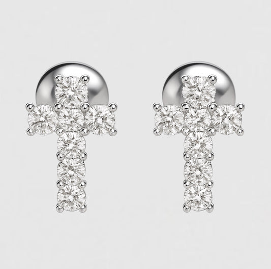 Moissanite Cross Earrings