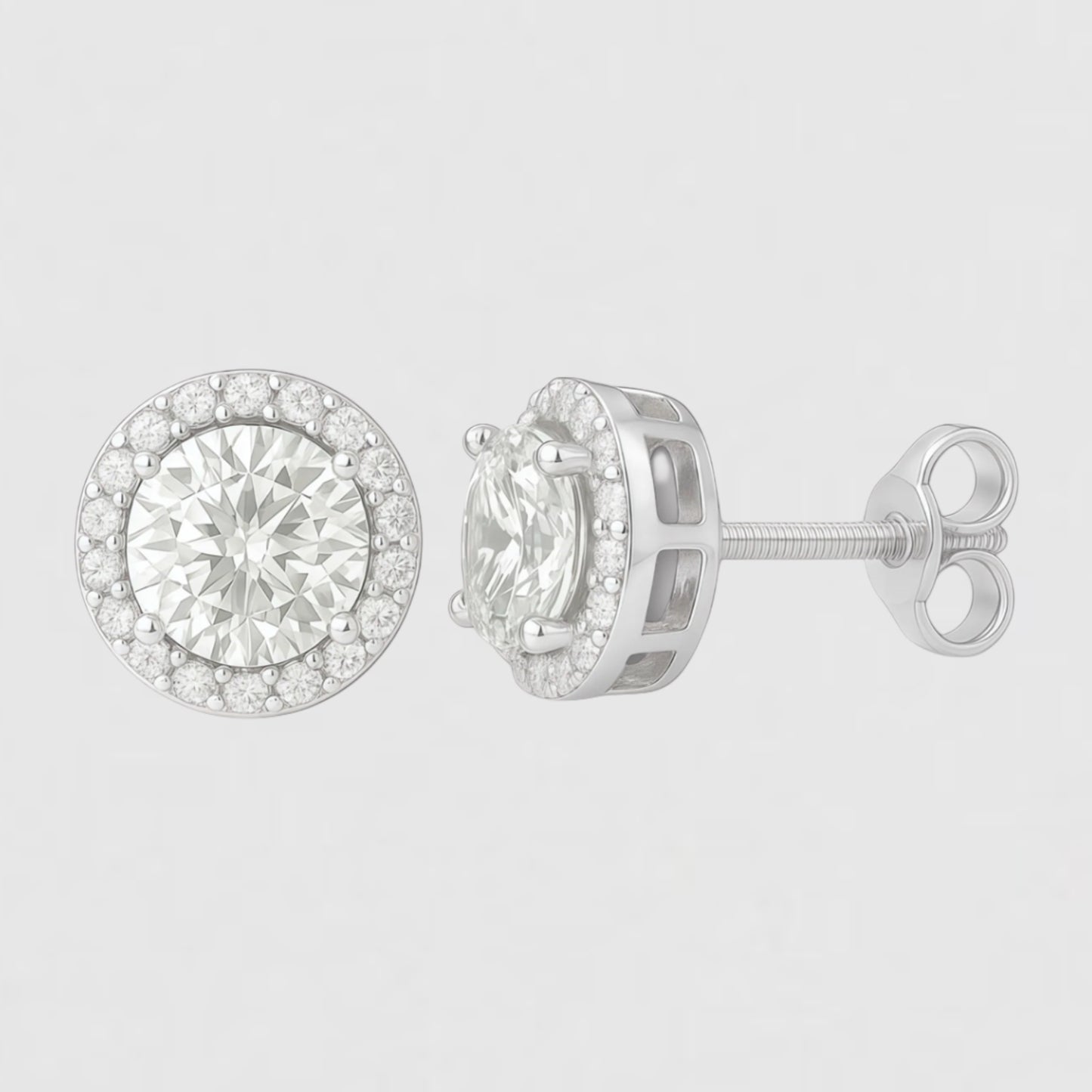 Moissanite Halo Earrings