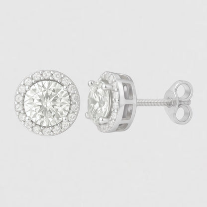Moissanite Halo Earrings