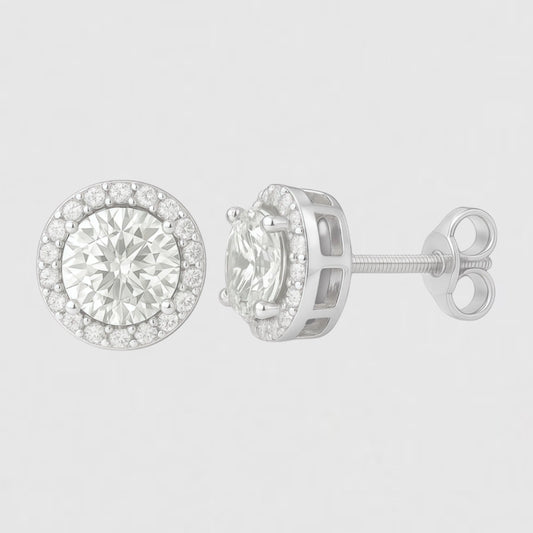 Moissanite Halo Earrings