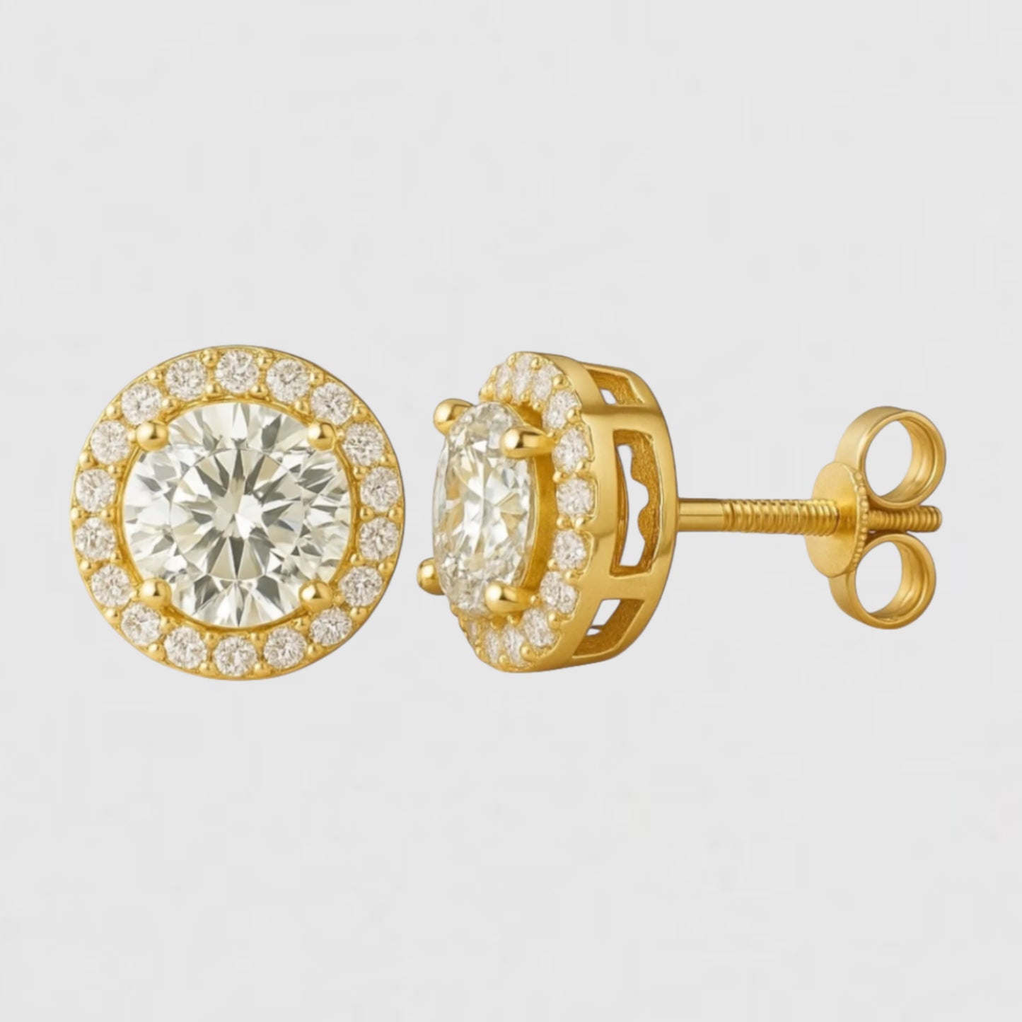 Moissanite Halo Earrings