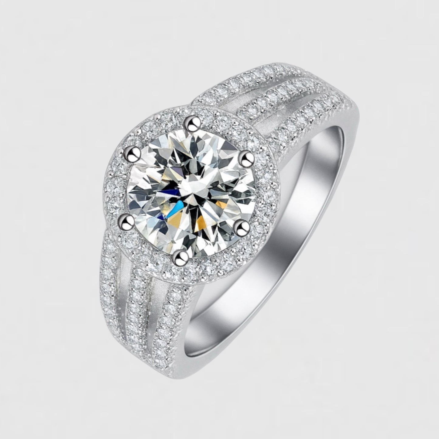 Moissanite Triple Row Ring